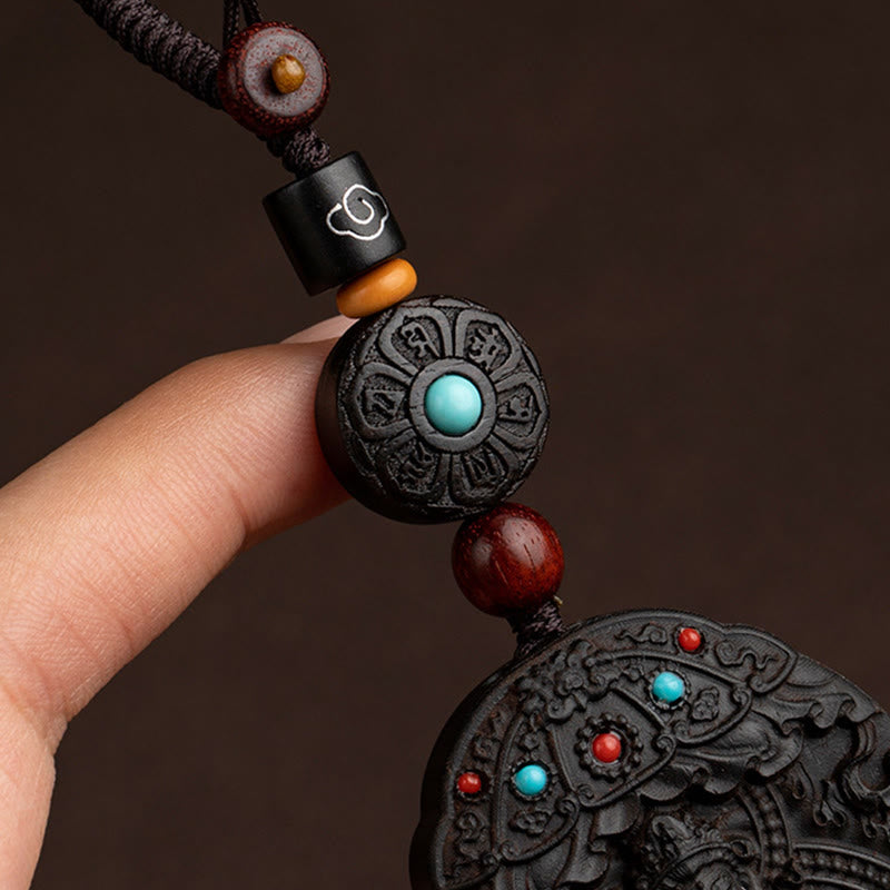 Buddha Stones Chinese Zodiac Natal Buddha Year of the Horse Om Mani Padme Hum Lotus Ebony Blessing Key Chain - image 13