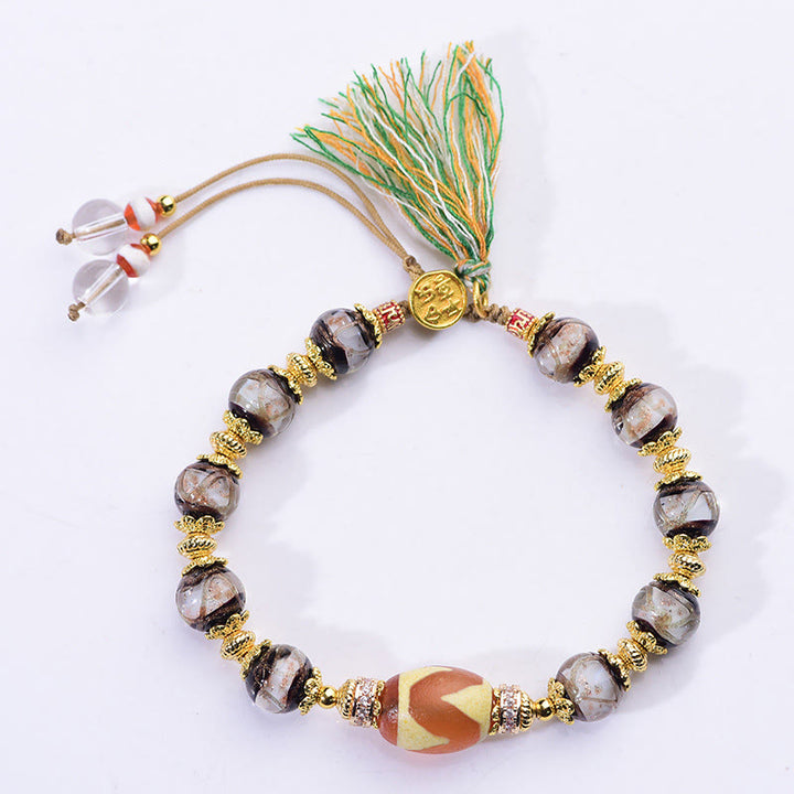 Buddha Stones Liuli Glass Dzi Beads Blessings Bracelet - image 3
