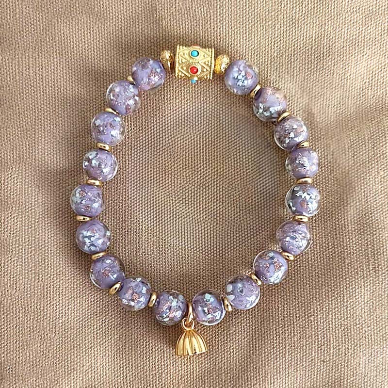 Buddha Stones Purple Liuli Glass Luck Bracelet - Liuli Glass(Wrist Circumference: 15-16cm) - image 0