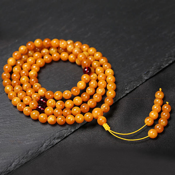 Buddha Stones Tibetan Amber Round Bead Mala - image 3