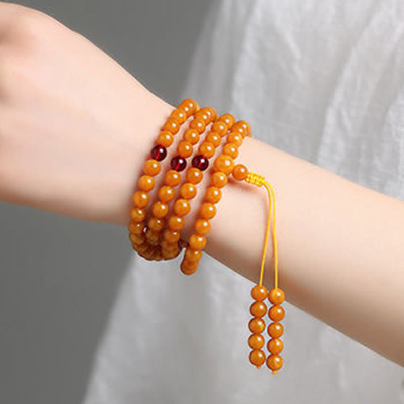 Buddha Stones Tibetan Amber Round Bead Mala - image 8