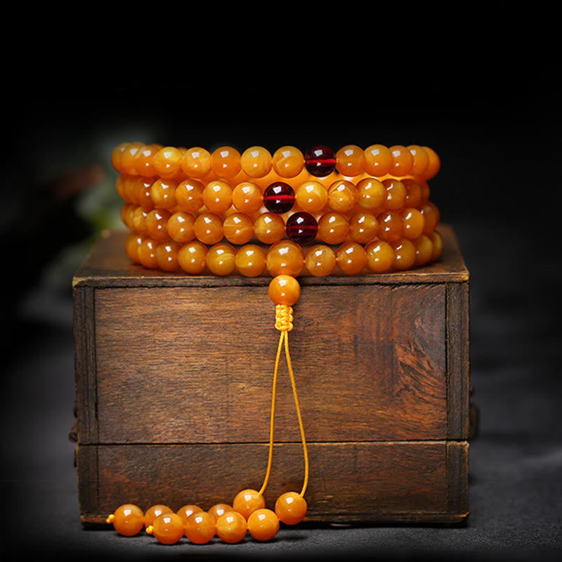 Buddha Stones Tibetan Amber Round Bead Mala - image 6