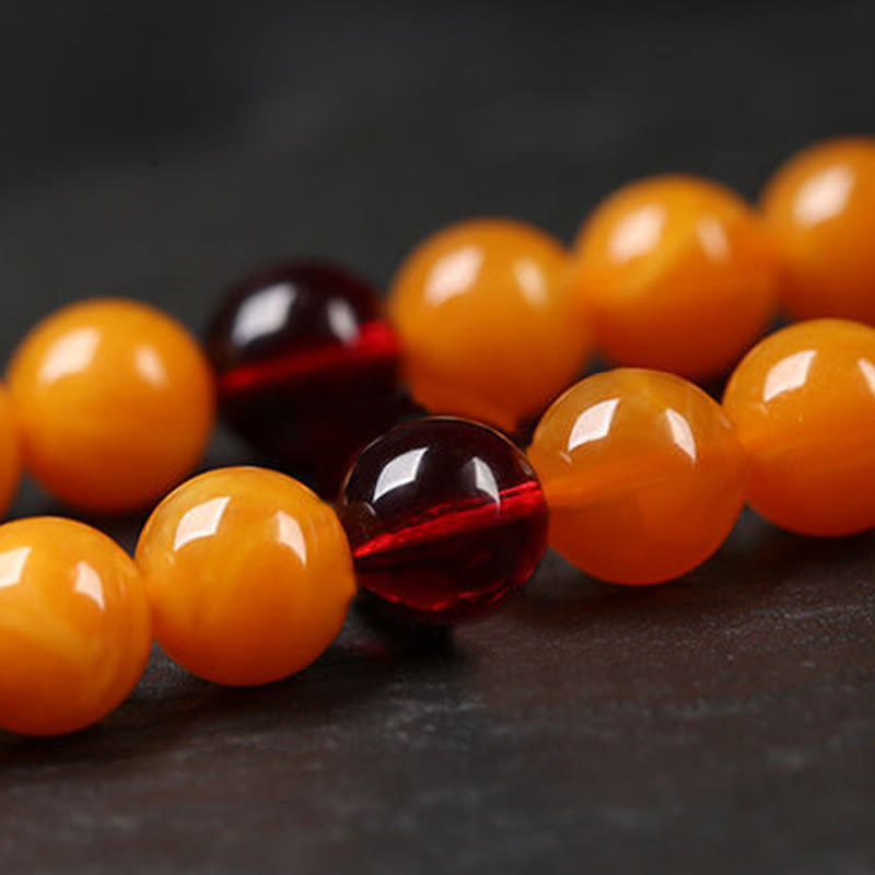 Buddha Stones Tibetan Amber Round Bead Mala - image 7