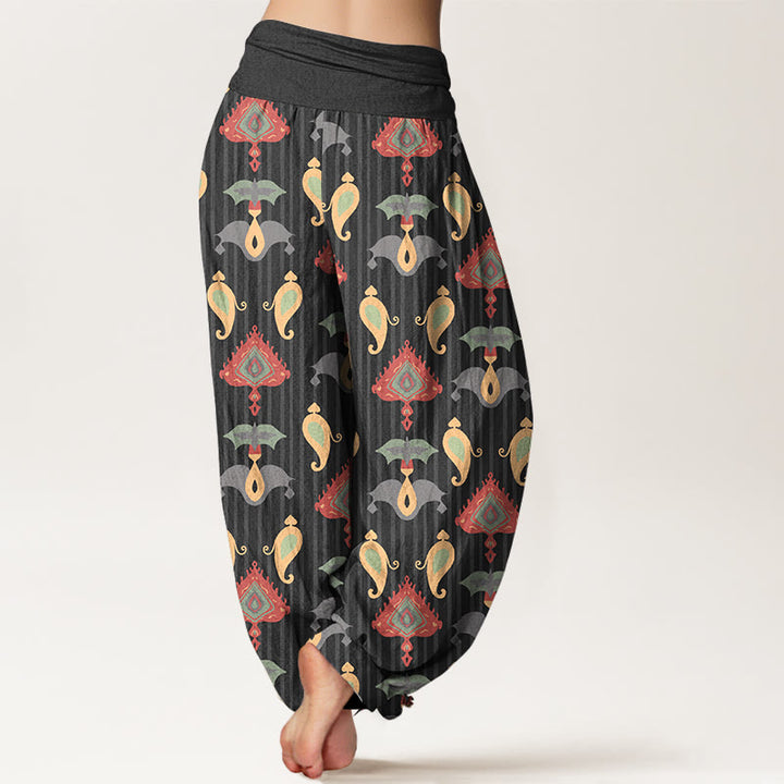 Buddha Stones Pure Cotton Triangle Flame Geometric Shapes Feather Women's Elastic Waist Harem Pants - image 6
