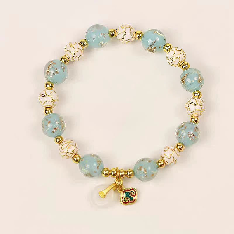 Buddha Stones Blue Liuli Glass Blessings Bracelet - Liuli Glass(Wrist Circumference: 15-16cm) - image 0
