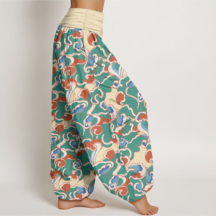 Buddha Stones Pure Cotton Small Clouds Gathered Women's Elastic Waist Harem Pants - image 2