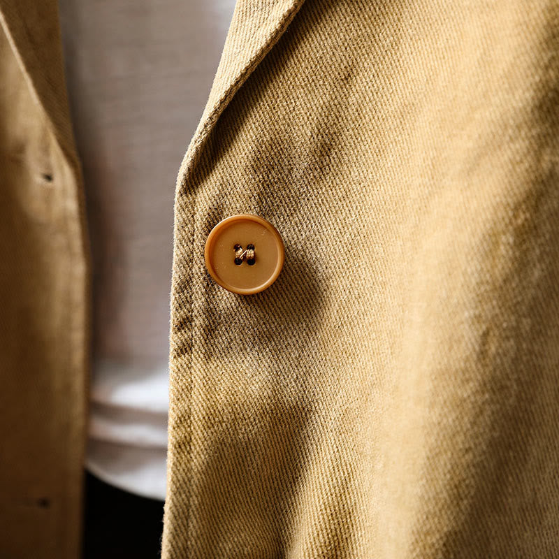 Buddha Stones Spring Fall Buttons Lapel Collar Long Sleeve Mid-length Women's Jacket With Pockets - image 8