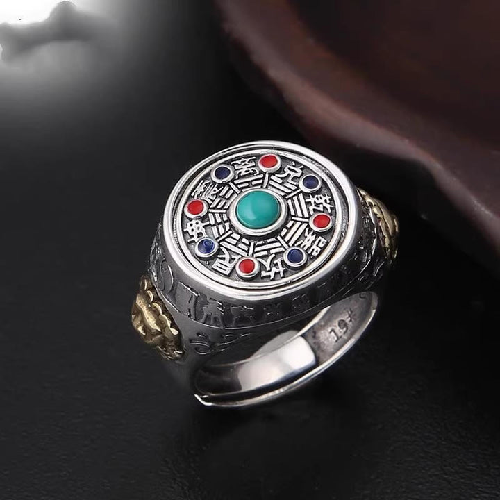 Buddha Stones Copper Bagua Copper Coins Wealth Rotatable Adjustable Ring - image 1