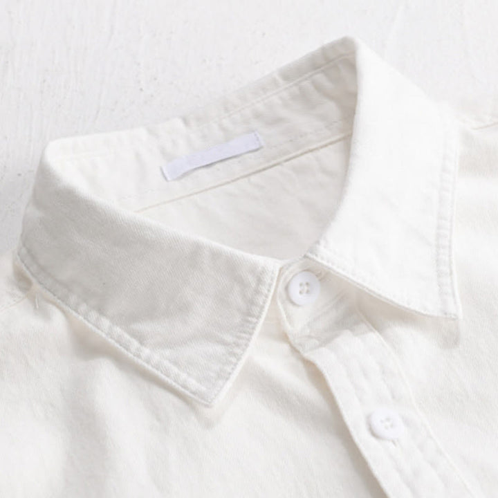 Buddha Stones Solid Buttons Down Decorative Pocket Men's Stand Collar Long Sleeve Cotton Shirt - image 16