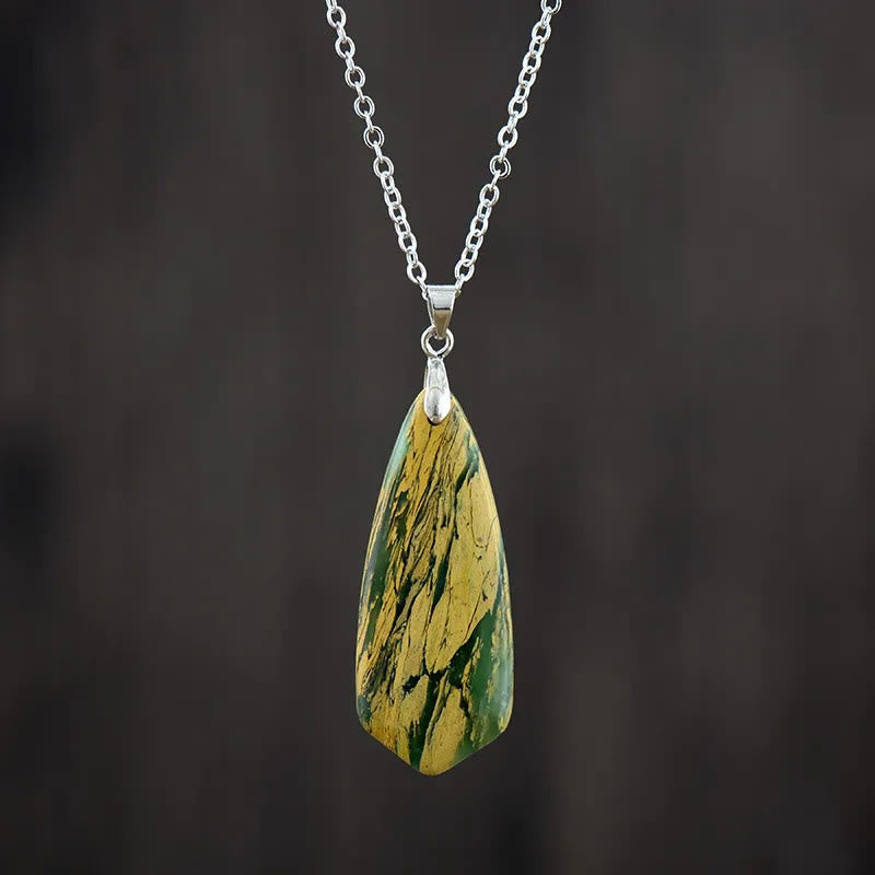 Buddha Stones Emperor Stone Happiness Necklaces Pendants - Yellow Emperor Stone White Chain - image 0