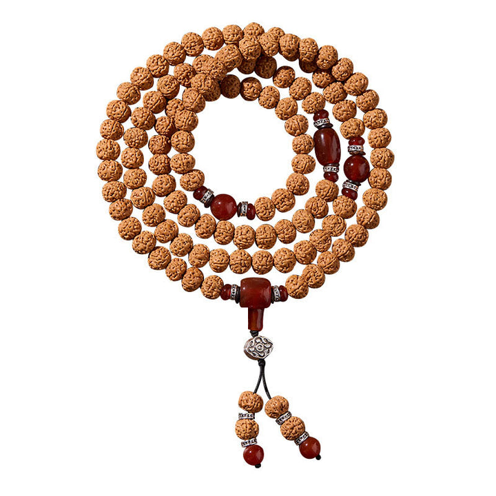 Buddha Stones Tibetan 108 Beads Bodhi Seed Three-eyed Dzi Bead Auspiciousness Mala - image 11