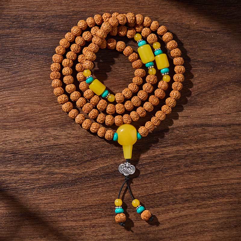 Buddha Stones Tibetan 108 Beads Bodhi Seed Three-eyed Dzi Bead Auspiciousness Mala - Rapid rise and success - 10mm - image 12