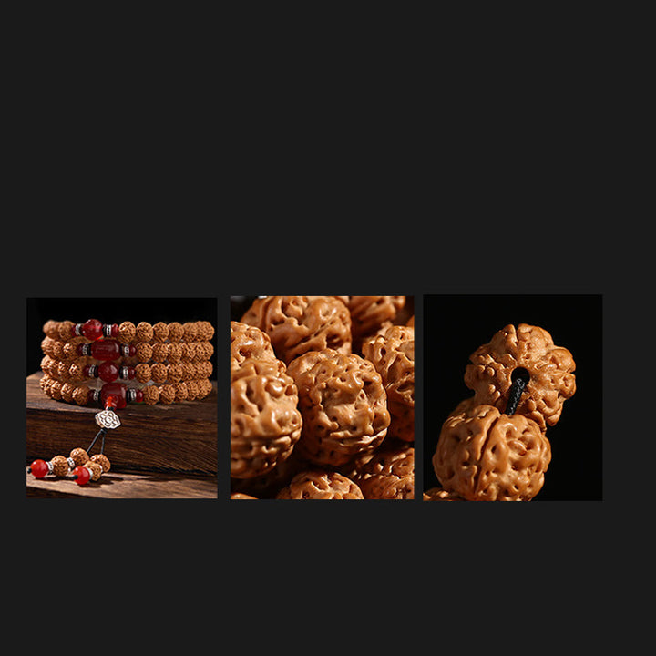 Buddha Stones Tibetan 108 Beads Bodhi Seed Three-eyed Dzi Bead Auspiciousness Mala - image 10