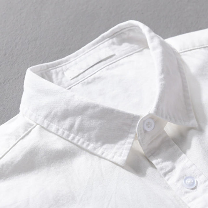 Buddha Stones Casual Solid Buttons Down Decorative Pocket Men's Stand Collar Long Sleeve Cotton Shirt - image 21