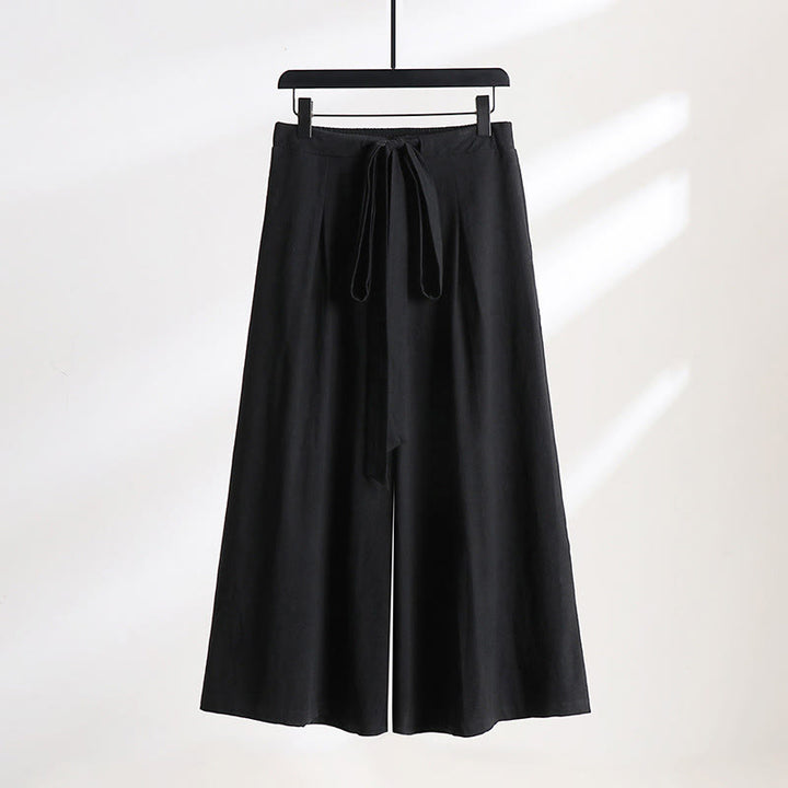 Buddha Stones 2Pcs Fall Lace-up Cotton Kimono Ankle-Length Wide Leg Pants With Pockets Men's Meditation Cloth Set - image 7