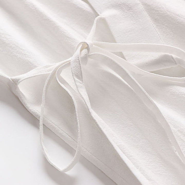 Buddha Stones 2Pcs Fall Lace-up Cotton Kimono Ankle-Length Wide Leg Pants With Pockets Men's Meditation Cloth Set - image 24