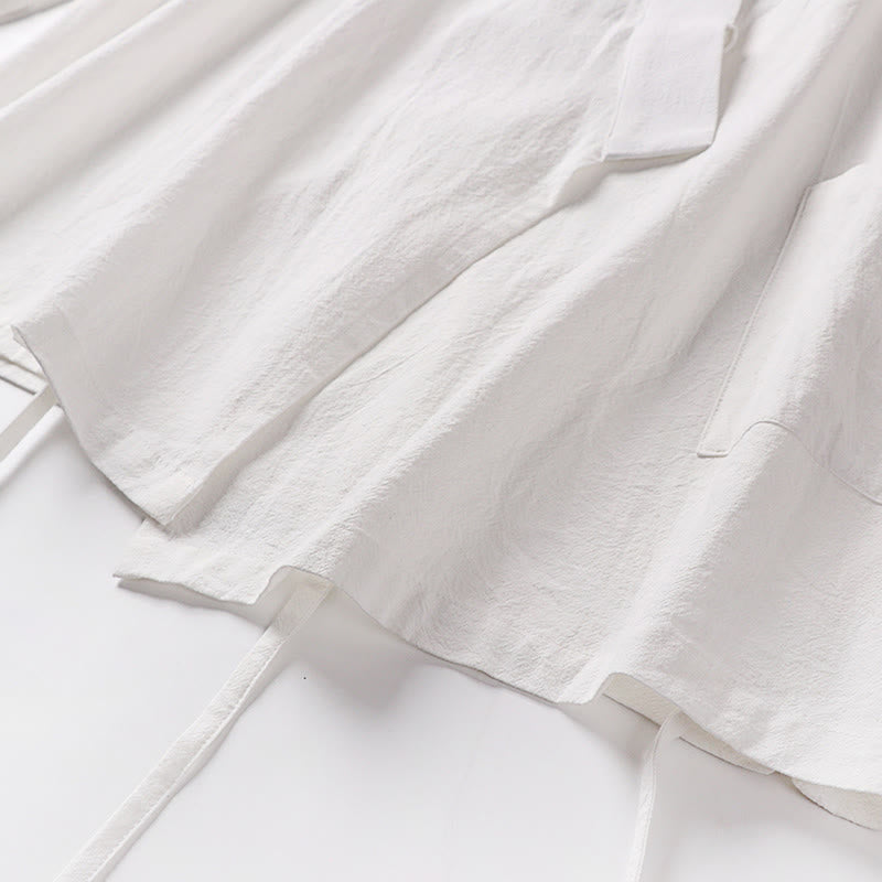 Buddha Stones 2Pcs Fall Lace-up Cotton Kimono Ankle-Length Wide Leg Pants With Pockets Men's Meditation Cloth Set - image 25