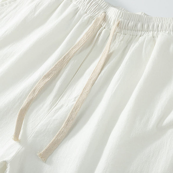 Buddha Stones 2Pcs Fall Lace-up Three Quarter Sleeve Cotton Kimono Drawstring Pants With Pockets Men's Meditation Cloth Set - image 14