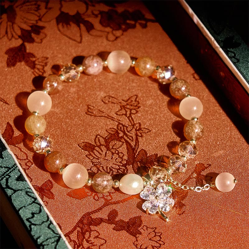 Buddha Stones Four Leaf Clover Amethyst Citrine Green Strawberry Quartz Rutilated Quartz Balance Bracelet - Rutilated Quartz(Wrist Circumference: 15-17cm) - image 18