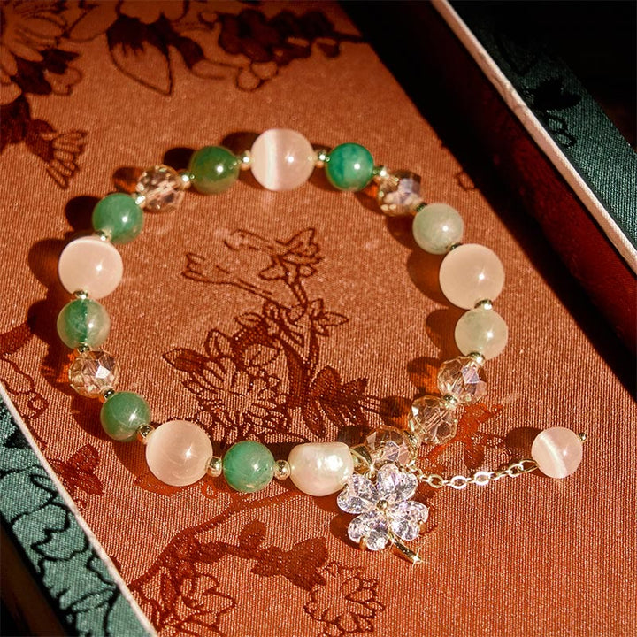 Buddha Stones Four Leaf Clover Amethyst Citrine Green Strawberry Quartz Rutilated Quartz Balance Bracelet - Green Strawberry Quartz(Wrist Circumference: 15-17cm) - image 13