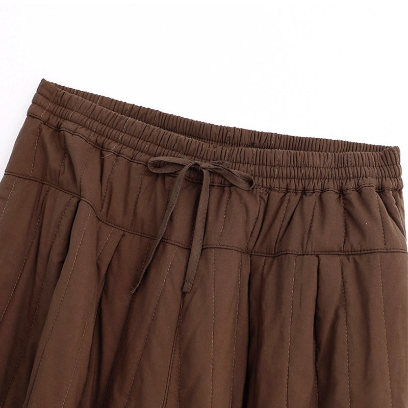 Buddha Stones Winter Plain Color Blocking Design Cotton Women's Harem Pants With Pockets - image 16