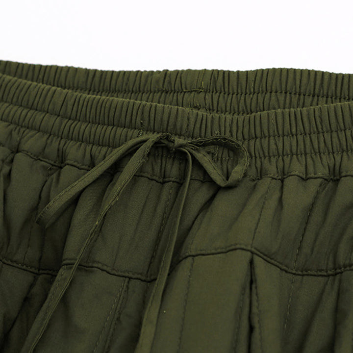Buddha Stones Winter Plain Color Blocking Design Cotton Women's Harem Pants With Pockets - image 21