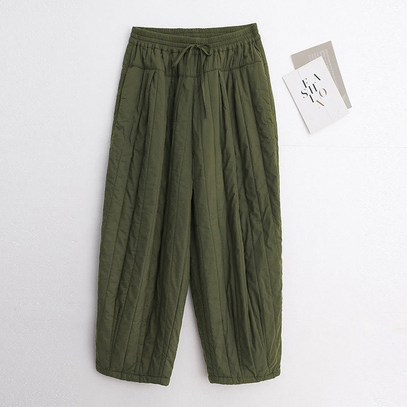 Buddha Stones Winter Plain Color Blocking Design Cotton Women's Harem Pants With Pockets - DarkGreen - US8-10，UK/AU12-14，EU40-42 (2XL) - image 20