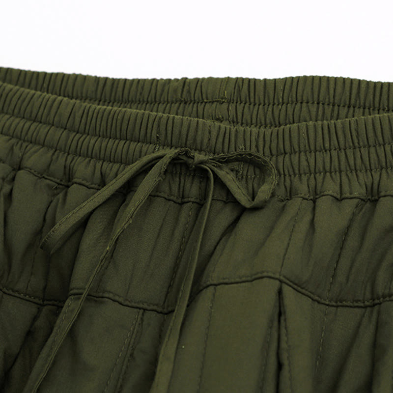 Buddha Stones Winter Plain Color Blocking Design Cotton Women's Harem Pants With Pockets - image 21