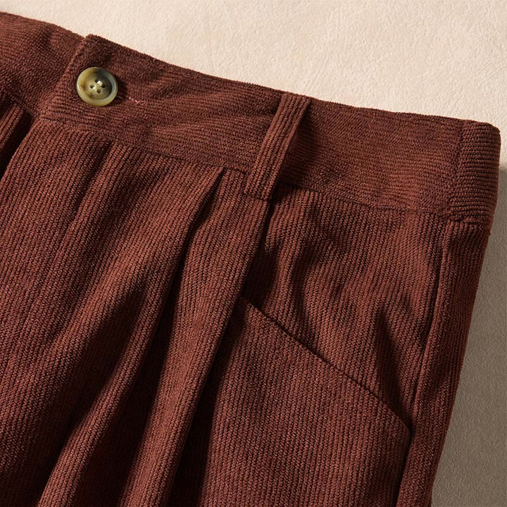 Buddha Stones Commute Solid Color Corduroy Zipper Women's Harem High Waist Pants With Pockets - image 5
