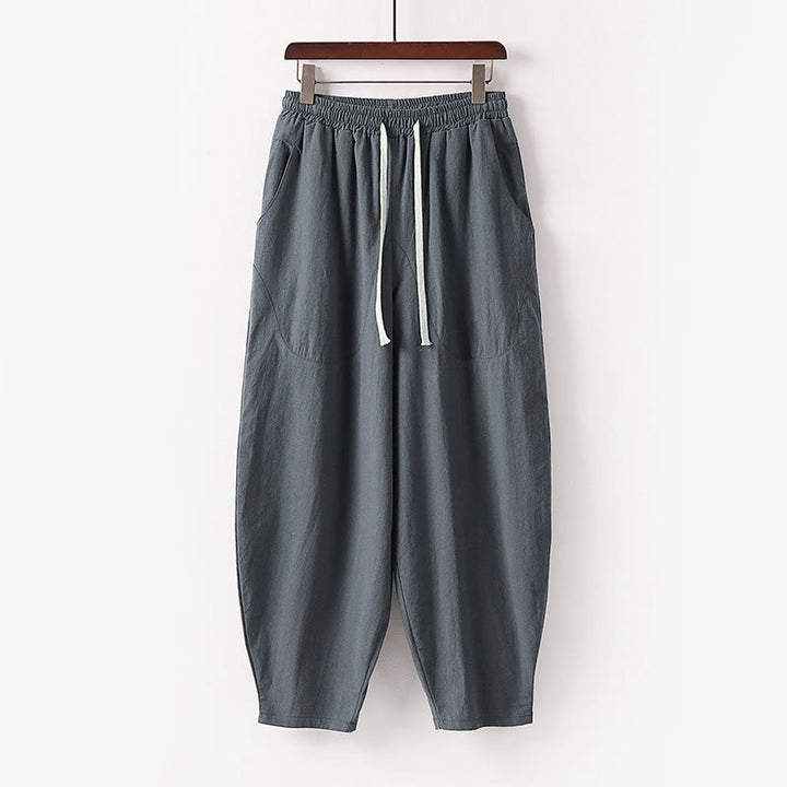 Buddha Stones Spring Fall Solid Color Drawstring Men's Ankle-Length Harem Pants With Pockets - Gray - US/UK/AU54，EU64 (9XL) - image 18