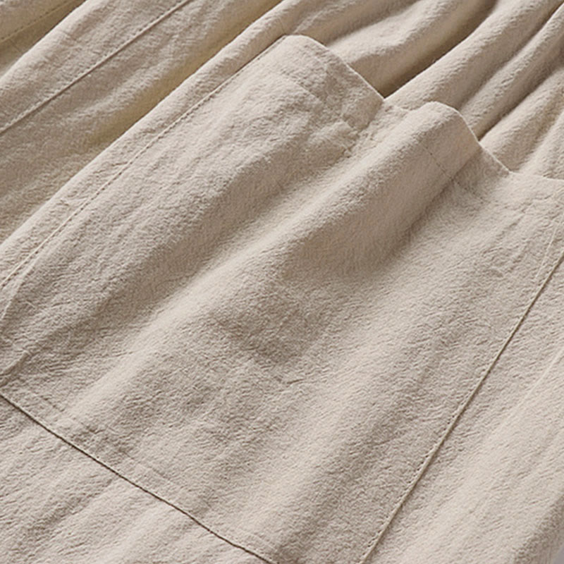 Buddha Stones Spring Fall Solid Color Drawstring Men's Ankle-Length Harem Pants With Pockets - image 9