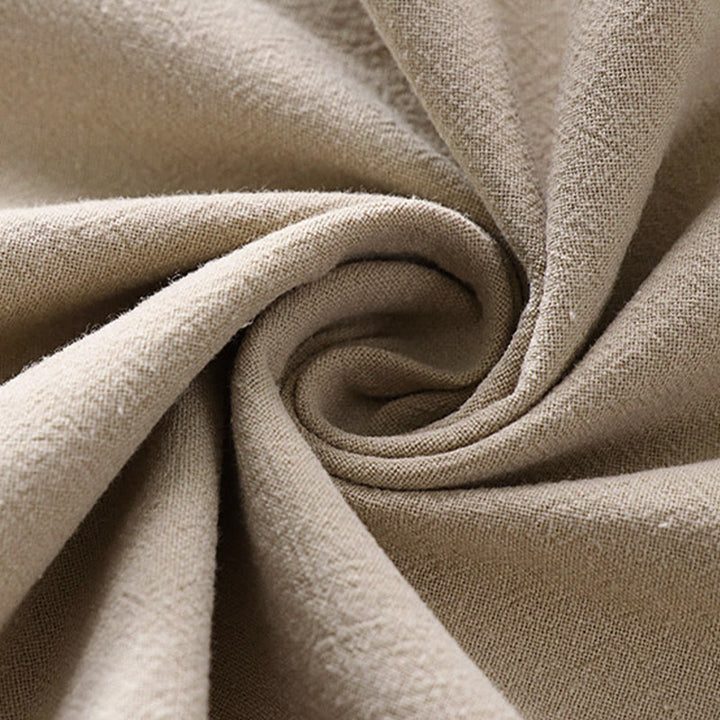 Buddha Stones Spring Fall Plain Straight Leg Men's Cotton Linen Pants With Pockets - image 8