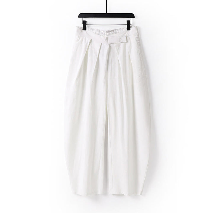 Buddha Stones Plain Straight Leg Zipper Design Men's Cotton Linen Pants With Pockets - White - US/UK/AU54，EU64 (9XL) - image 10