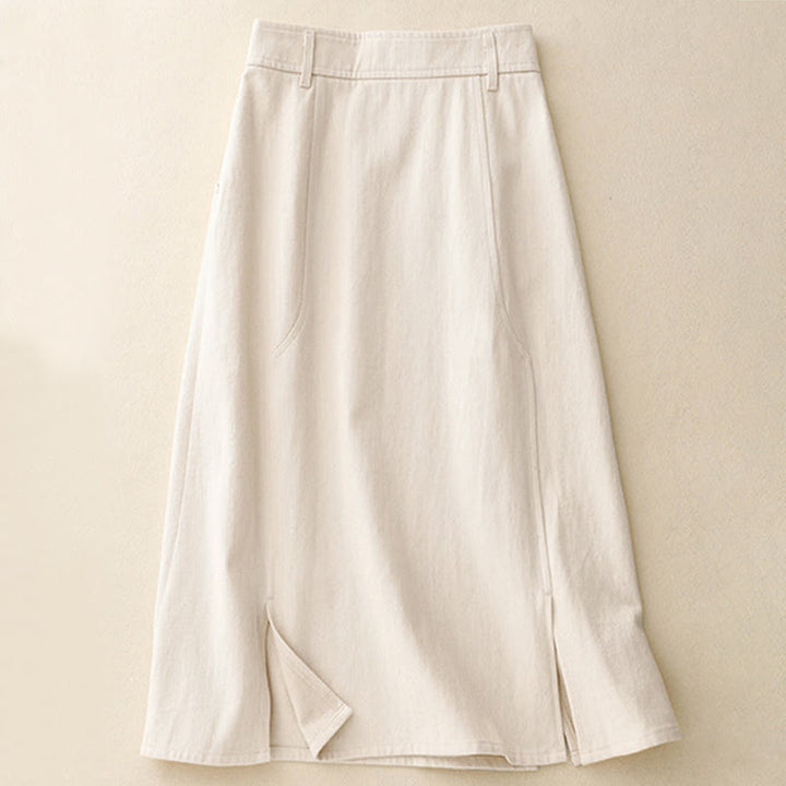 Buddha Stones Women's Plain Cotton Skirt With Pockets - image 11