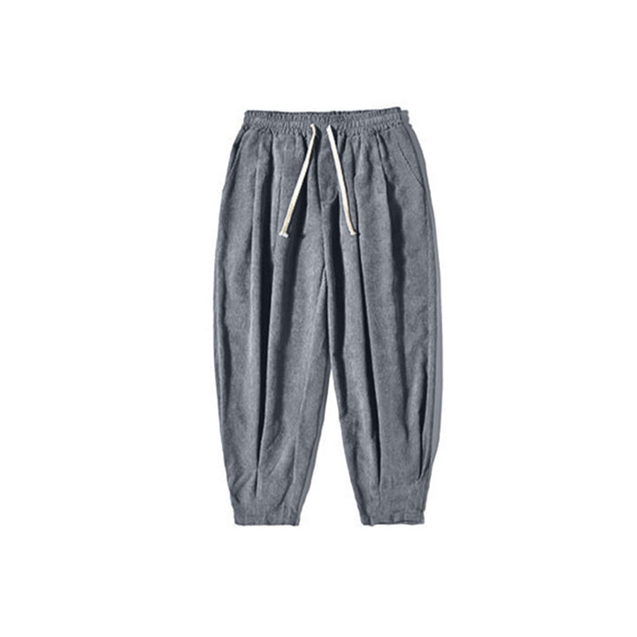Buddha Stones Retro Men's Plain Fleece-Lined Corduroy Simple Design Harem Pants With Pockets - image 34