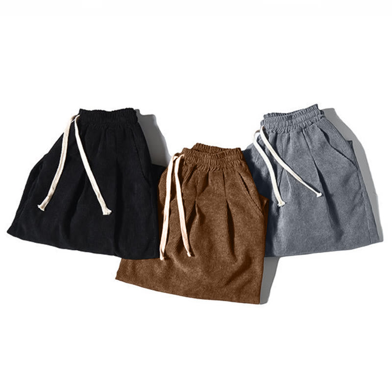 Buddha Stones Retro Men's Plain Fleece-Lined Corduroy Simple Design Harem Pants With Pockets - image 48