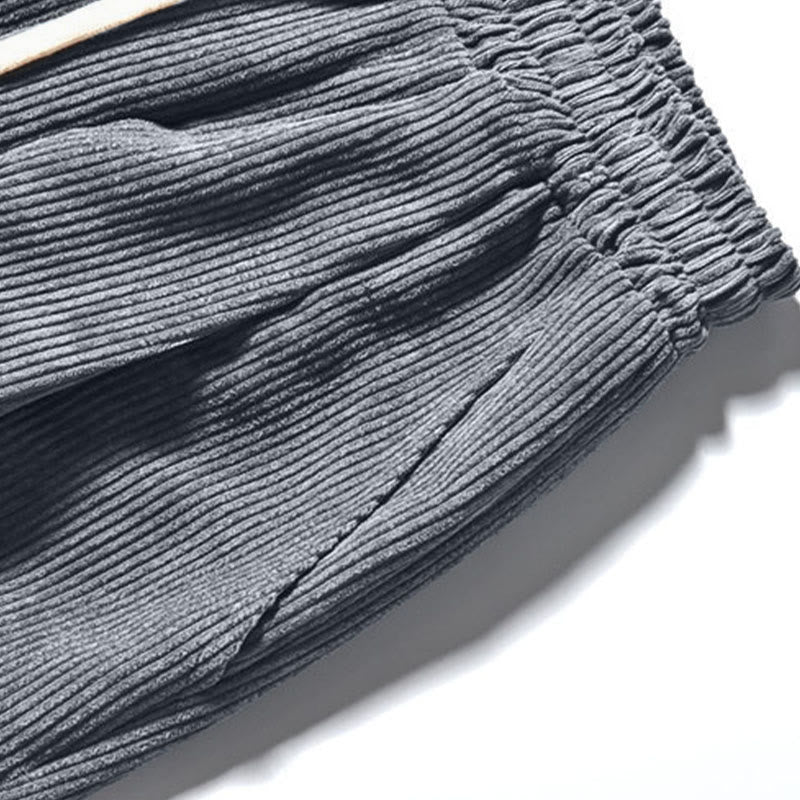 Buddha Stones Retro Men's Plain Fleece-Lined Corduroy Simple Design Harem Pants With Pockets - image 27