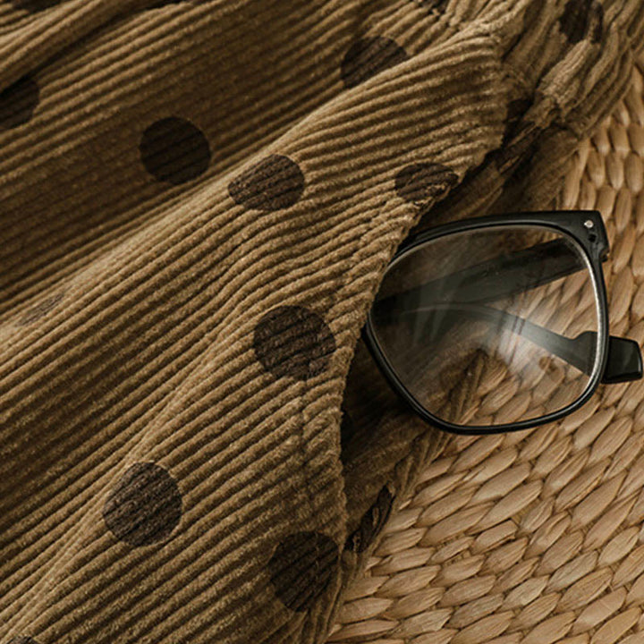 Buddha Stones Winter Polka Dot Pattern Women's Corduroy Skirt With Pockets - image 7