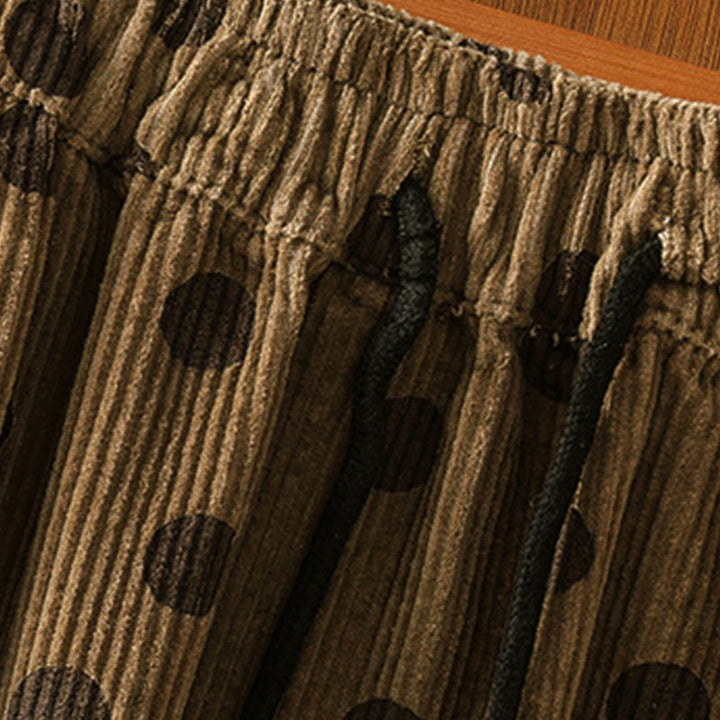 Buddha Stones Winter Polka Dot Pattern Women's Corduroy Skirt With Pockets - image 4