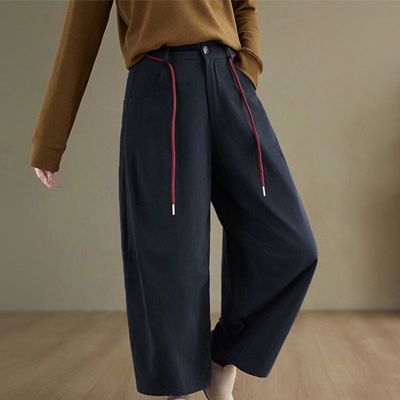 Buddha Stones Plain Cotton Casual Women's 7-8 Length Pants With Pockets - image 1