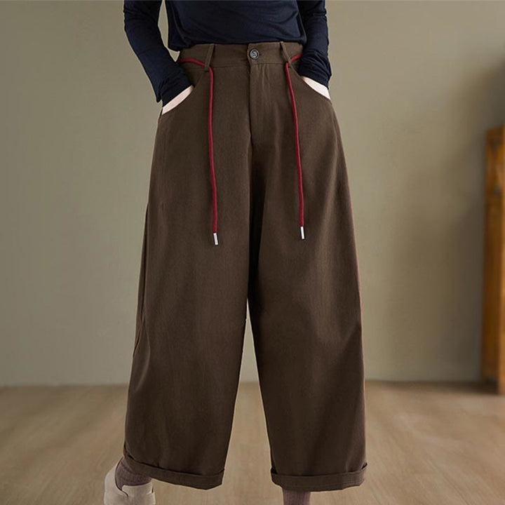 Buddha Stones Plain Cotton Casual Women's 7-8 Length Pants With Pockets - SaddleBrown - US8-10，UK/AU12-14，EU40-42 (2XL) - image 7