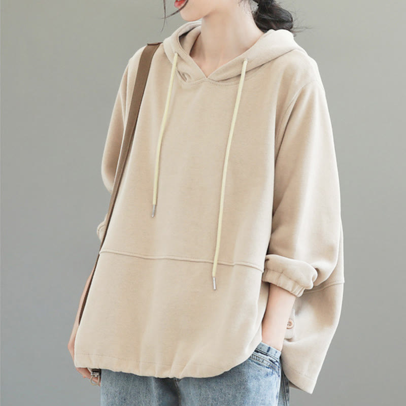 Buddha Stones Fall Solid Color Side Buttons Cotton Long Sleeve Women's Hoodie - image 5