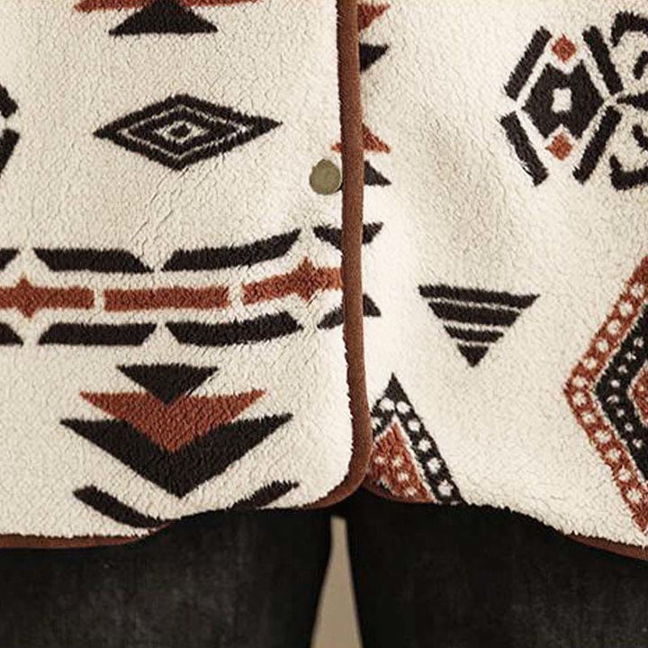 Buddha Stones Fall Winter Buttons Geometric Patterns Long Sleeve Cotton Women's Jacket  - image 12