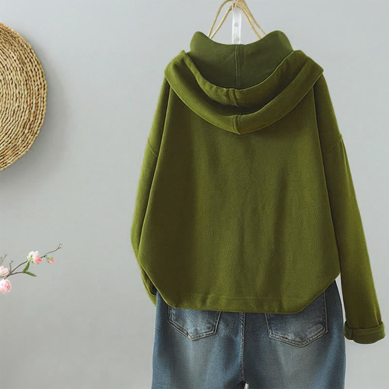 Buddha Stones Solid Color Buttons Down Decorative Pocket Women's Long Sleeve Cardigan - image 5