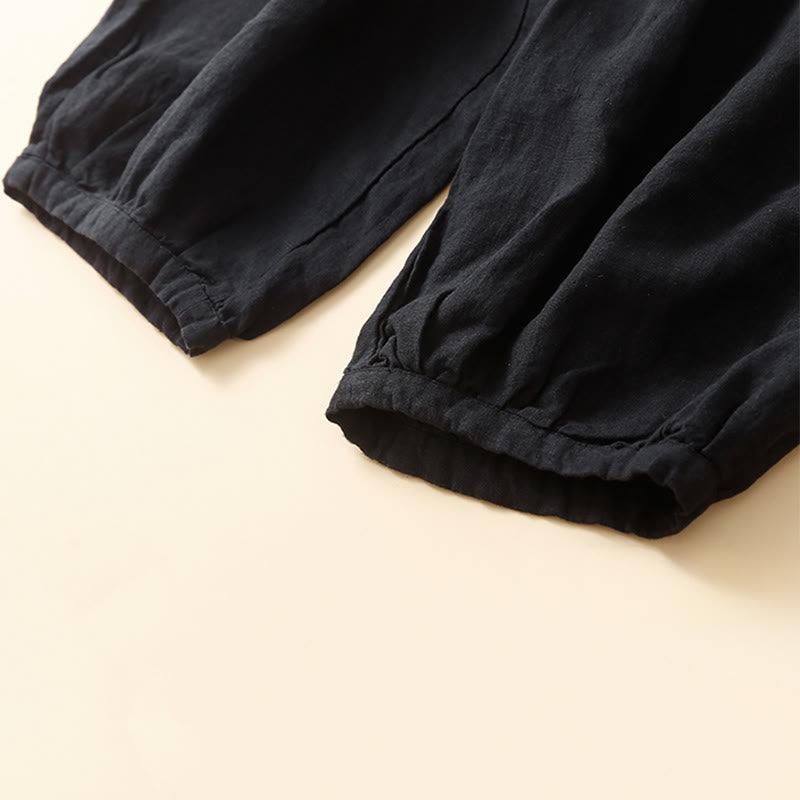 Buddha Stones Commute Women's Plain Harem Capri Cotton Pants With Pockets - image 11