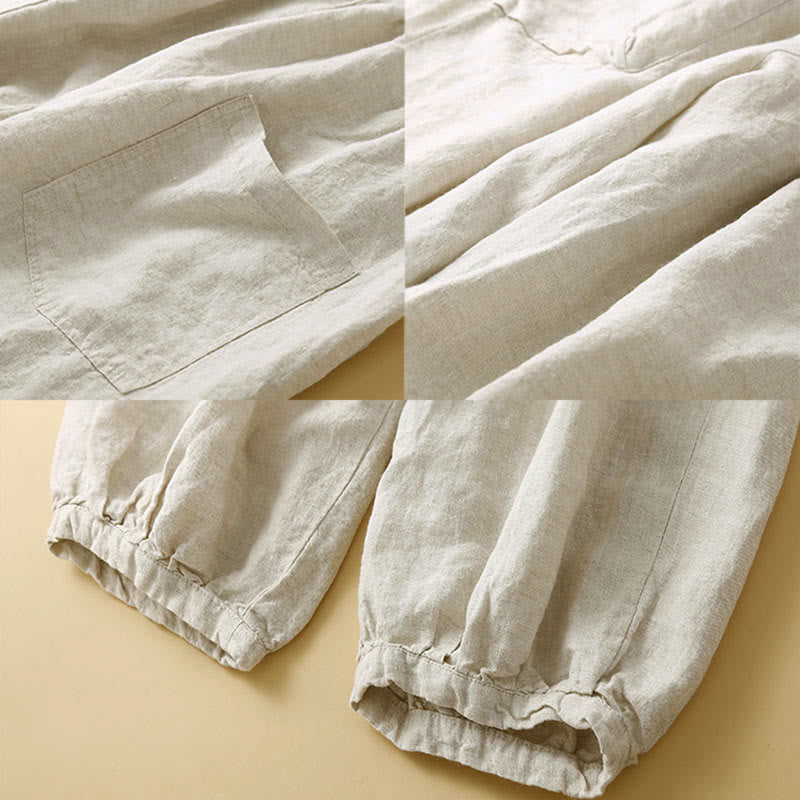 Buddha Stones Commute Women's Plain Harem Capri Cotton Pants With Pockets - image 15