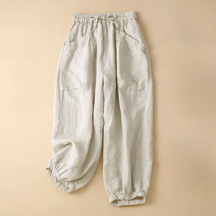 Buddha Stones Commute Women's Plain Harem Capri Pants With Pockets - Beige - US8-10，UK/AU12-14，EU40-42 (2XL) - image 11