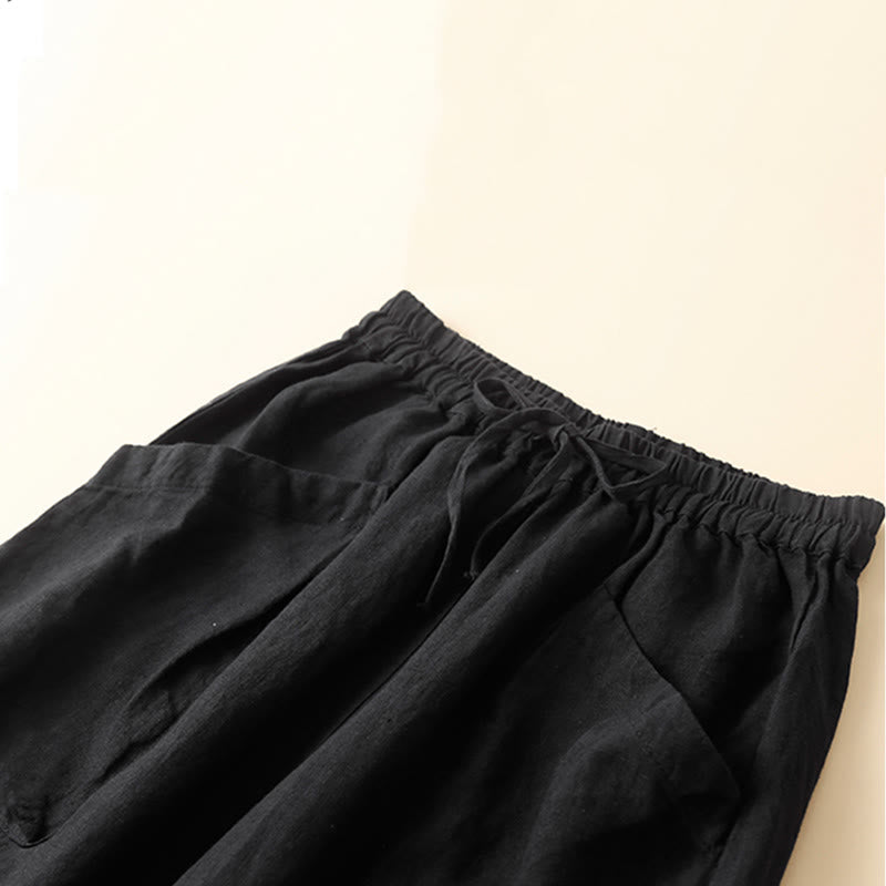 Buddha Stones Commute Women's Plain Harem Capri Pants With Pockets - image 9