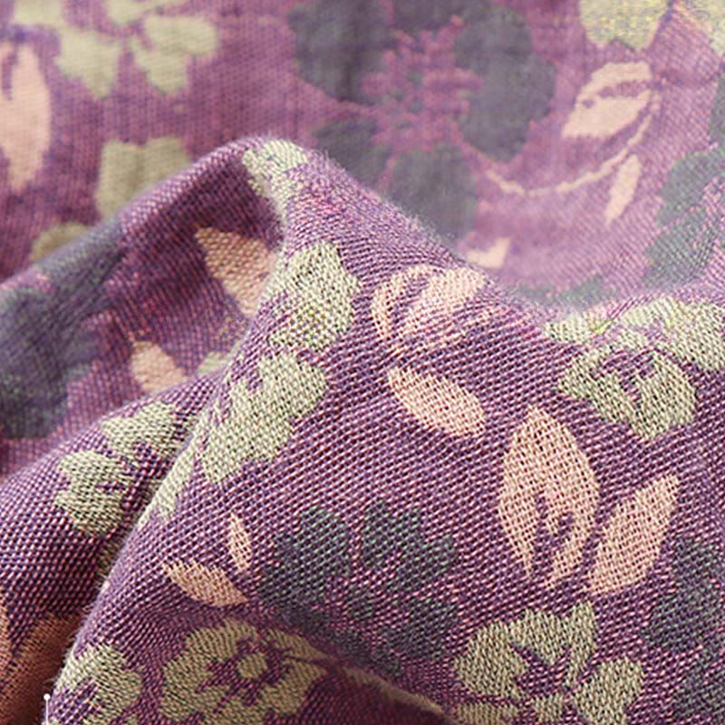 Buddha Stones 2pcs Floral Pattern Frog-Button Long Sleeve Round Neck Shirt Pants Cotton Pajamas Set  - image 10