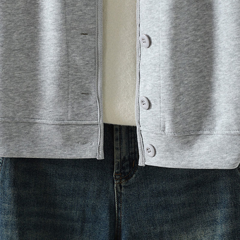 Buddha Stones Simple Plain V-Neck Buttons Down Design Women's Cotton Long Sleeve Jacket - image 12